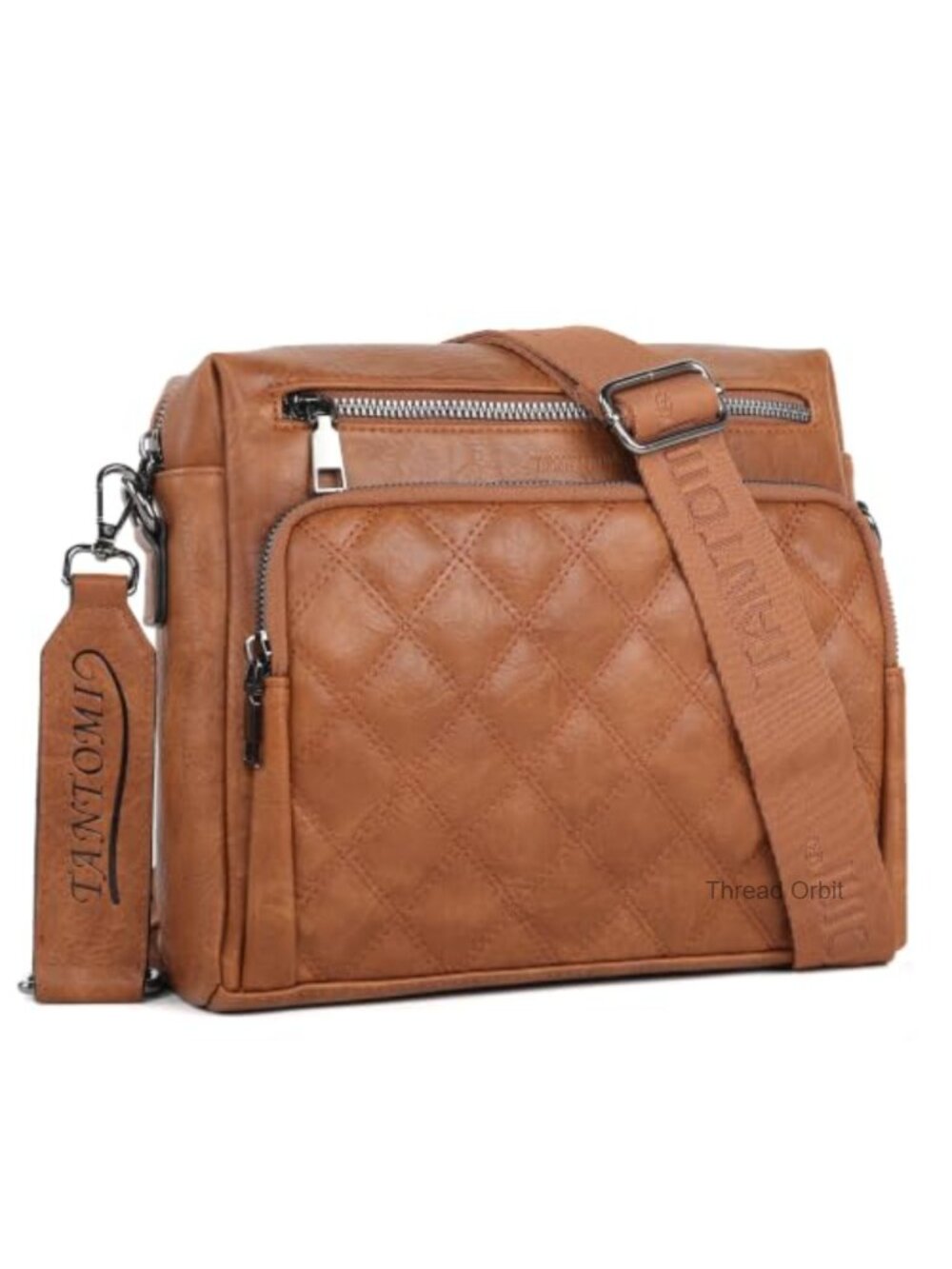 PU Leather Crossbody Bag Women Adjustable Strap 7 Pockets 6 Card Slots